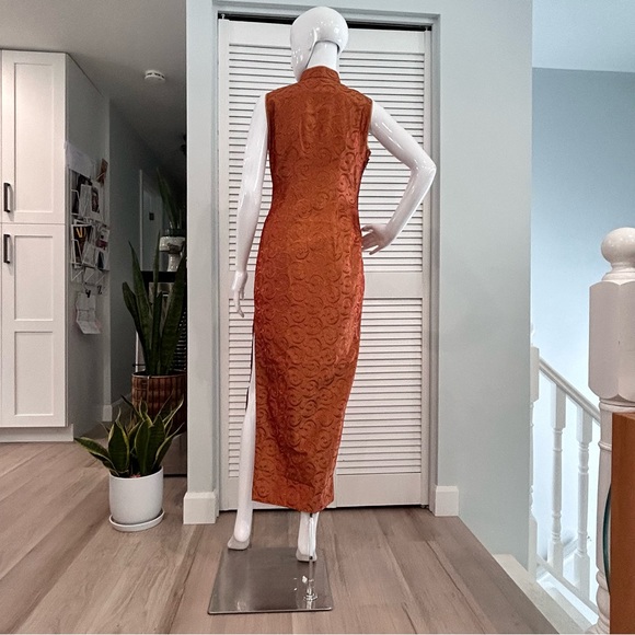 Gold Rust Brocade Qipao (Cheongsam) - Picture 3 of 15